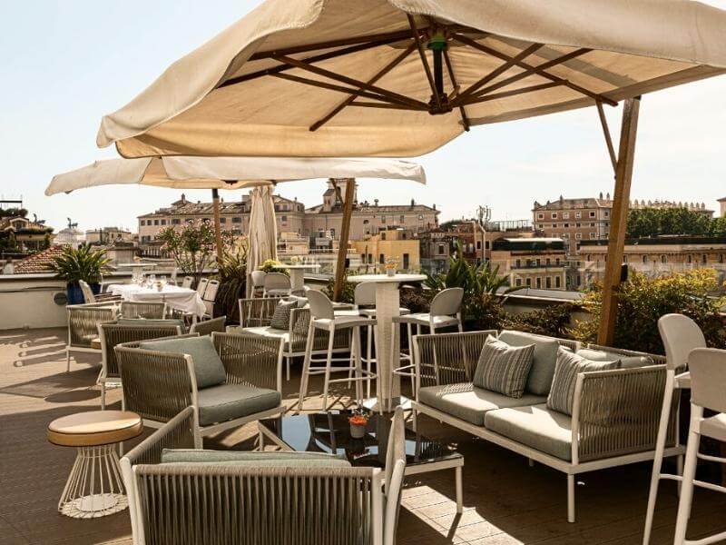 Hotel The Glam in Rom mit Dachterrasse und Rooftop Bar