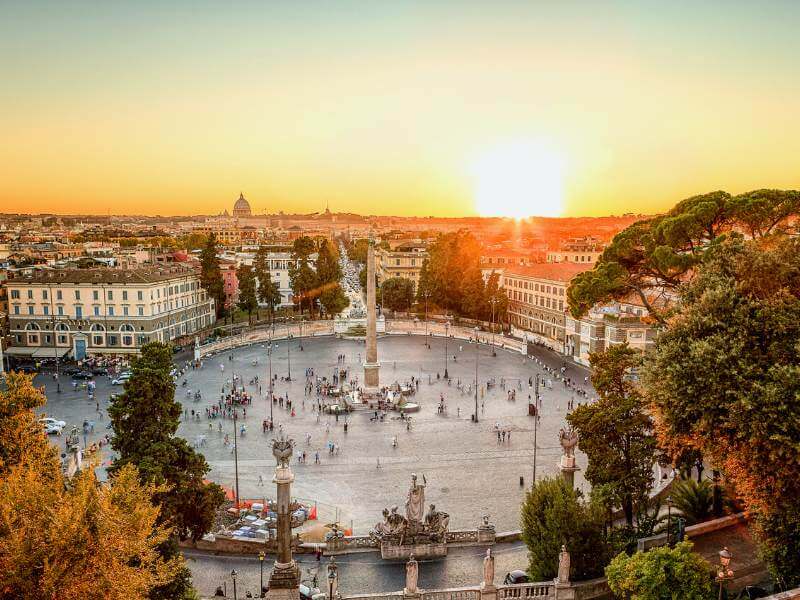 Piazza del Popolo Sonnenuntergang